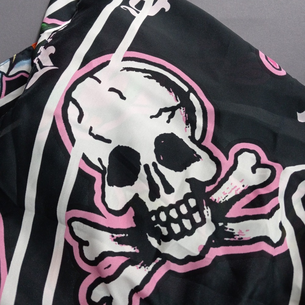 NWT Ed Hardy Tattoo Graphic Scarf Skull‎ Heart Rose Black Pink - Picture 7 of 8